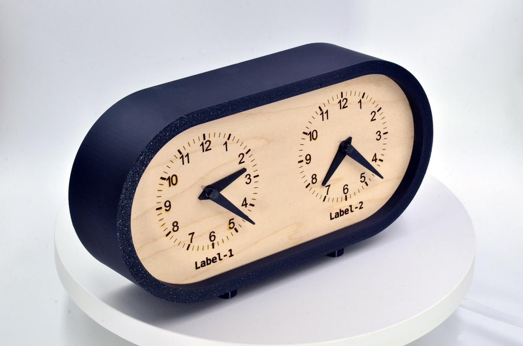 Personalized Two Time Zone Clock Custom Made World 2 Timezone Desktop Table, Minimalist Modern Desk Clock, Handmade Clock, Minimalist Design