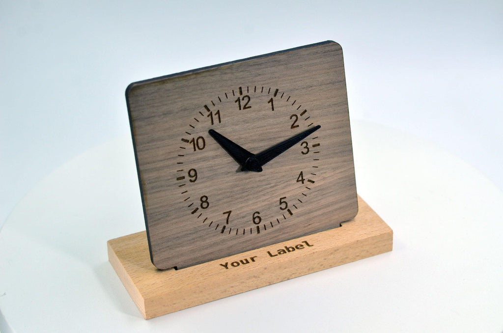 Personalized Clock Custom Made Desktop Table Silent Clock Walnut Wood