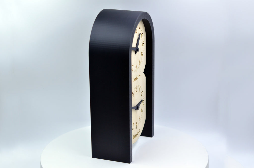 Personalized Two Time Zone Clock Custom Made World 2 Timezone Desktop Table World Clock Rounded arch-shaped silent Clock