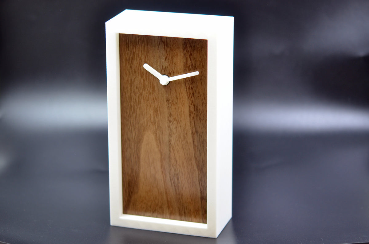 Handmade Walnut Wood Desk Clock – Modern Personalized Table Clock