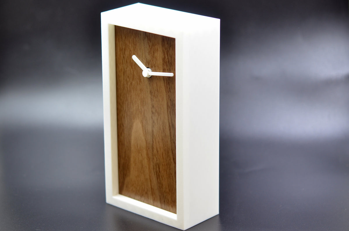 Handmade Walnut Wood Desk Clock – Modern Personalized Table Clock