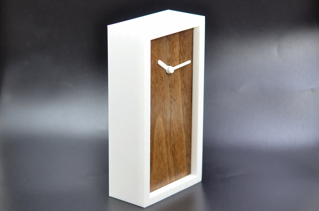 Handmade Walnut Wood Desk Clock – Modern Personalized Table Clock