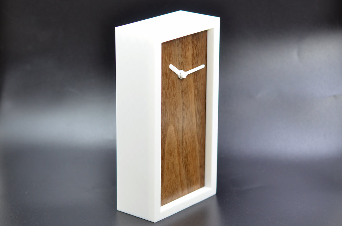 Handmade Walnut Wood Desk Clock – Modern Personalized Table Clock