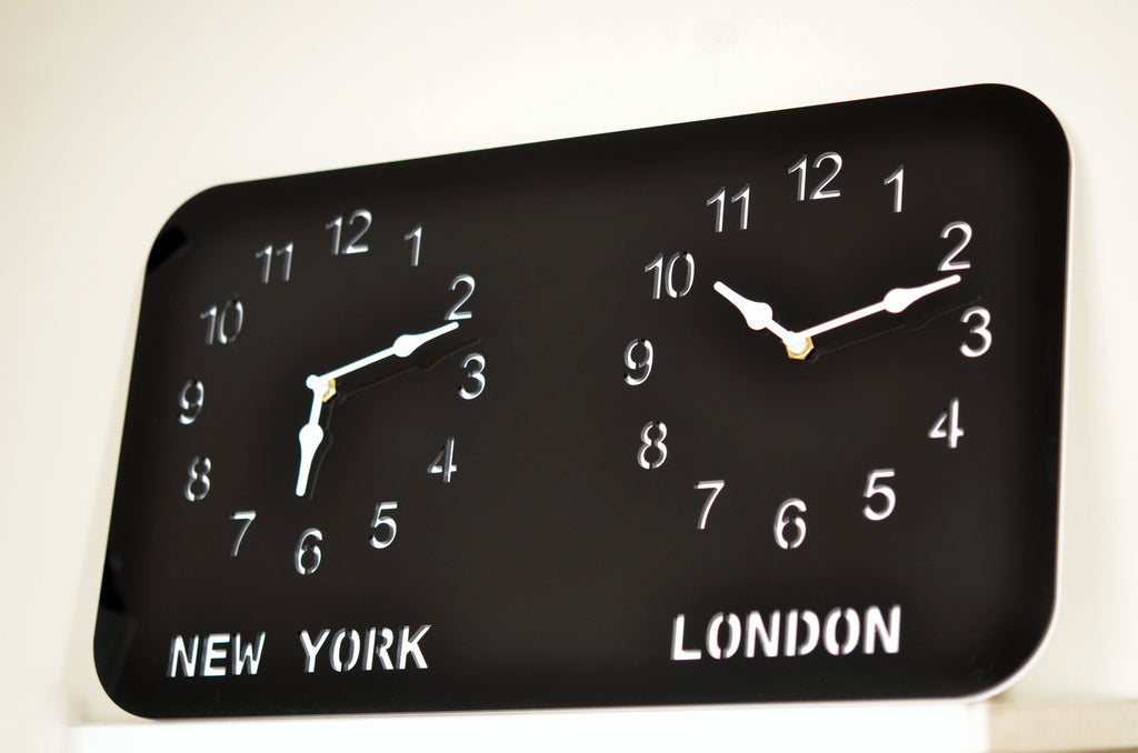 Personalized Two Time Zone Acrylic Clock – Custom City Clock