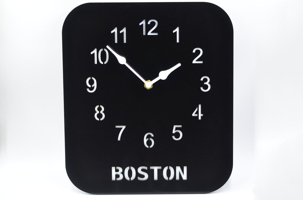 Personalized Modern Wall Clock – Custom Name or Word, Black/White Acrylic Face