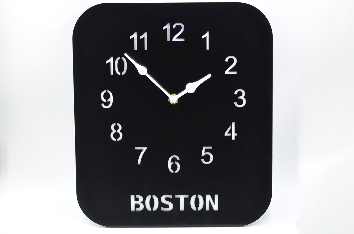 Personalized Modern Wall Clock – Custom Name or Word, Black/White Acrylic Face