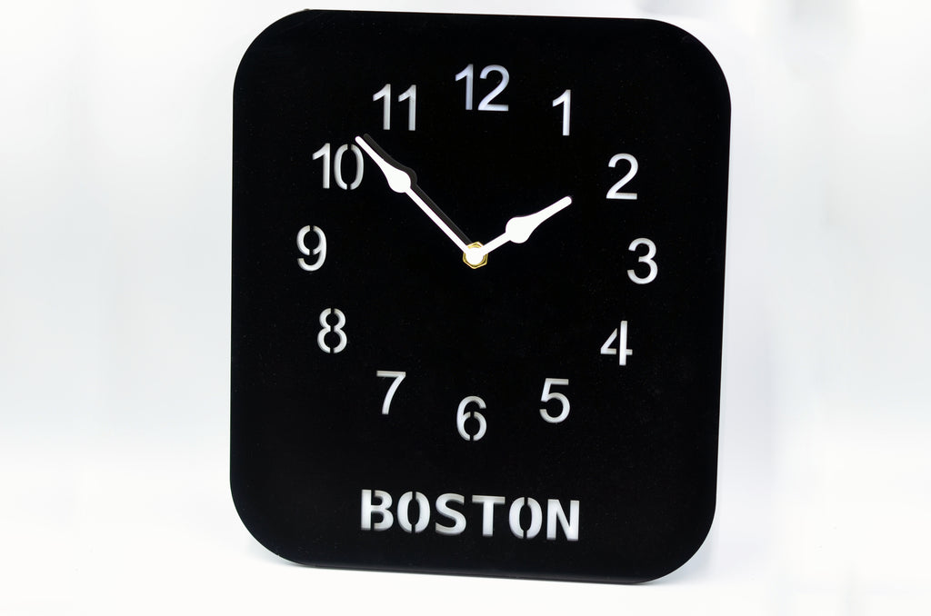 Personalized Modern Wall Clock – Custom Name or Word, Black/White Acrylic Face