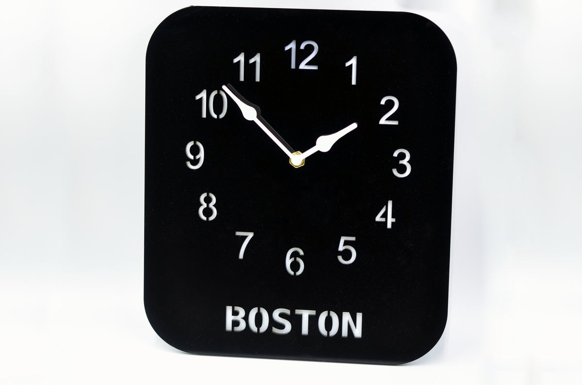 Personalized Modern Wall Clock – Custom Name or Word, Black/White Acrylic Face