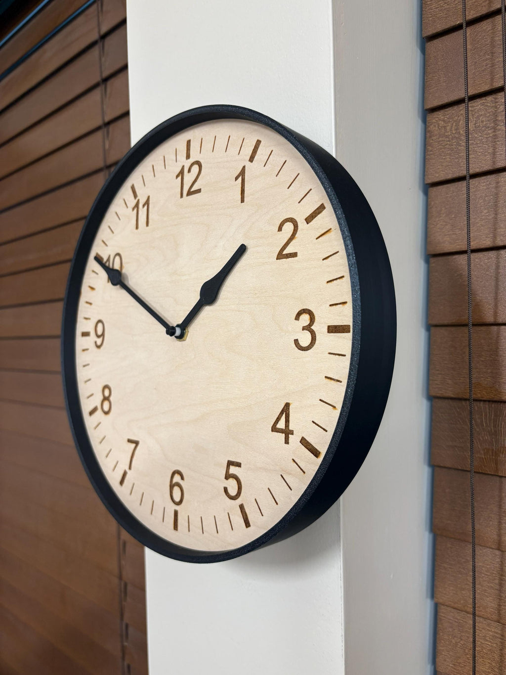 Custom Wood Wall Clock, Personalized Text Engraved, Silent Non-Ticking Minimalist Clock, Modern Wooden Decor, Custom Gift, size 8 to 11 Inch