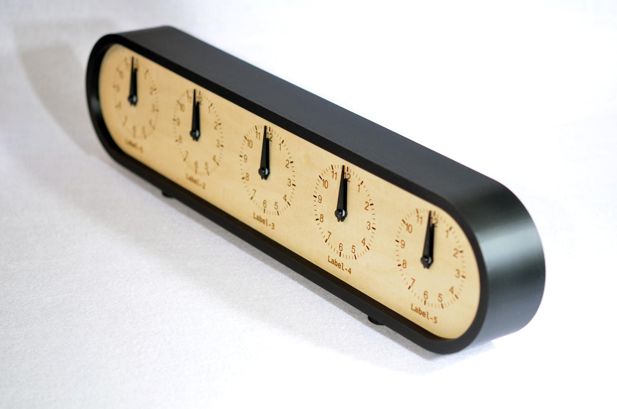 Personalized Quintuple Time Zone Clock Custom Made World 5 Timezone Desktop Table Minimalist Modern Desk Clock Handmade Plexiglass Face