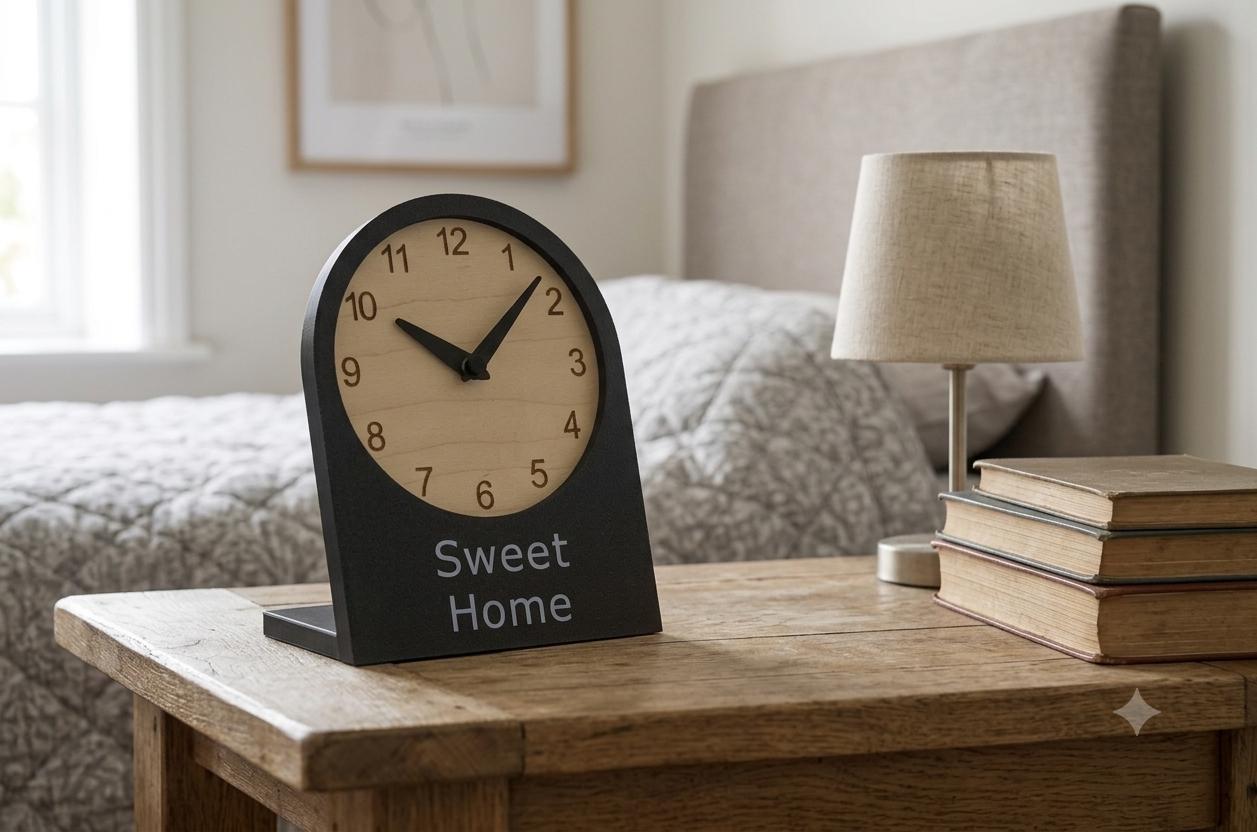 Personalized Desk Clock, Custom Text Clock, Modern Wooden Desk Clock, Silent Table Clock, Custom Name Clock, Office Desk Decor, Unique Gift