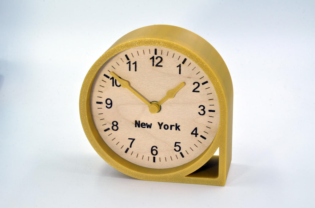 Custom Multi-Timezone Clocks Set – Handmade Minimalist Design Maple Wood Desk Clocks with Modern Rounded Triangular Frames in Various Colors