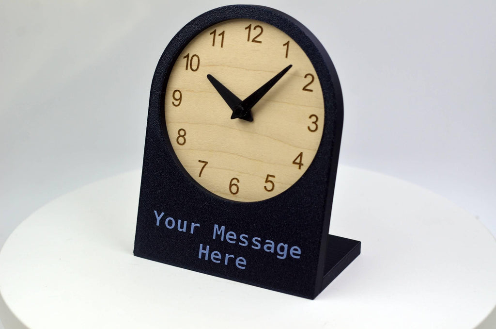 Personalized Desk Clock, Custom Text Clock, Modern Wooden Desk Clock, Silent Table Clock, Custom Name Clock, Office Desk Decor, Unique Gift