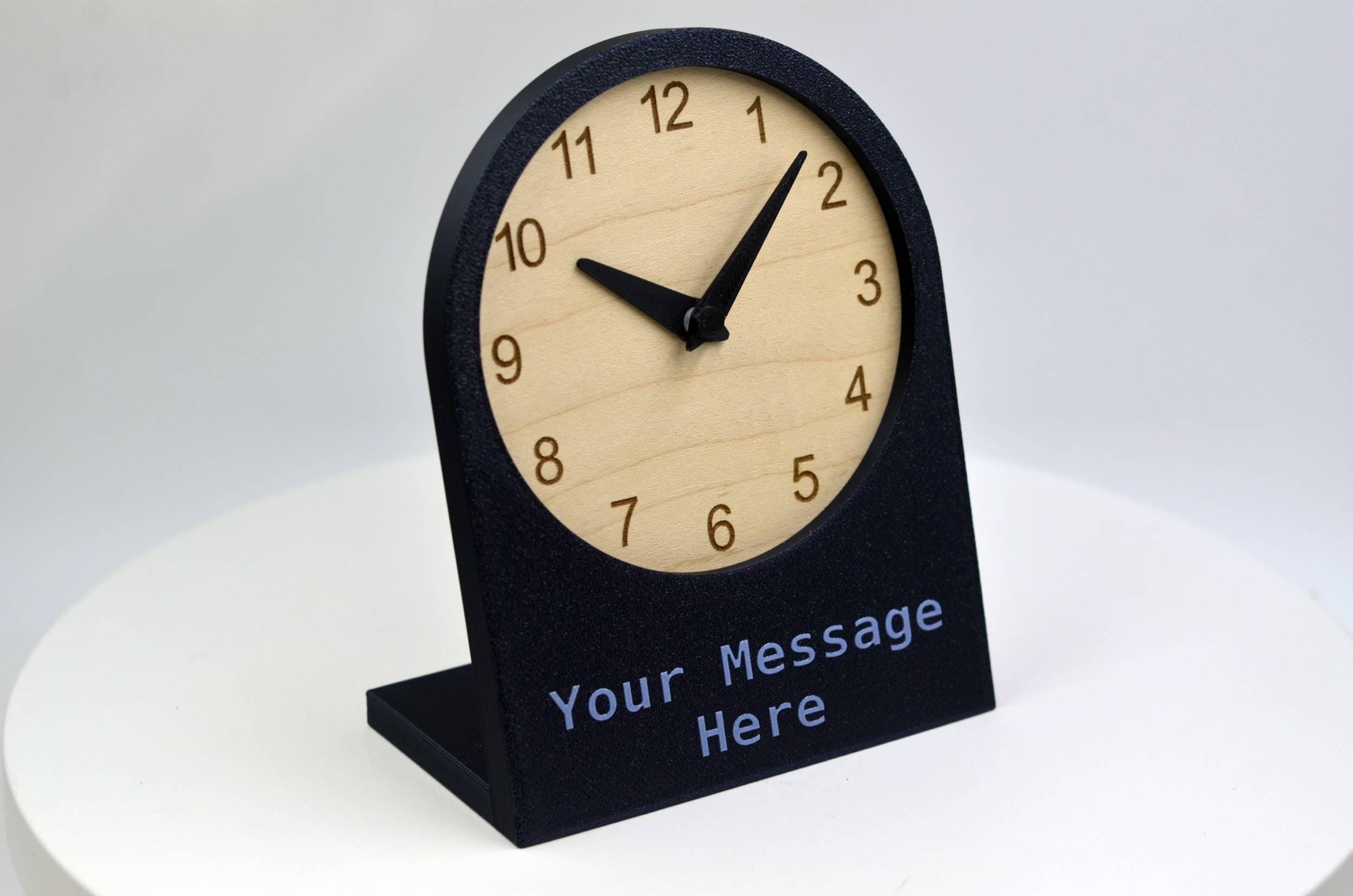 Personalized Desk Clock, Custom Text Clock, Modern Wooden Desk Clock, Silent Table Clock, Custom Name Clock, Office Desk Decor, Unique Gift