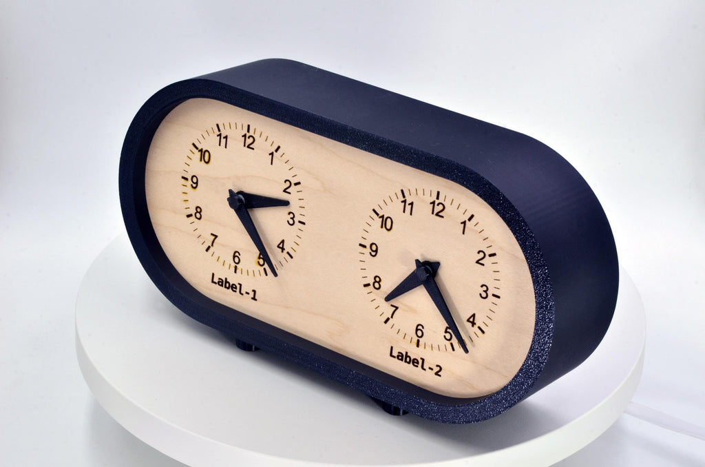 Personalized Two Time Zone Clock Custom Made World 2 Timezone Desktop Table, Minimalist Modern Desk Clock, Handmade Clock, Minimalist Design