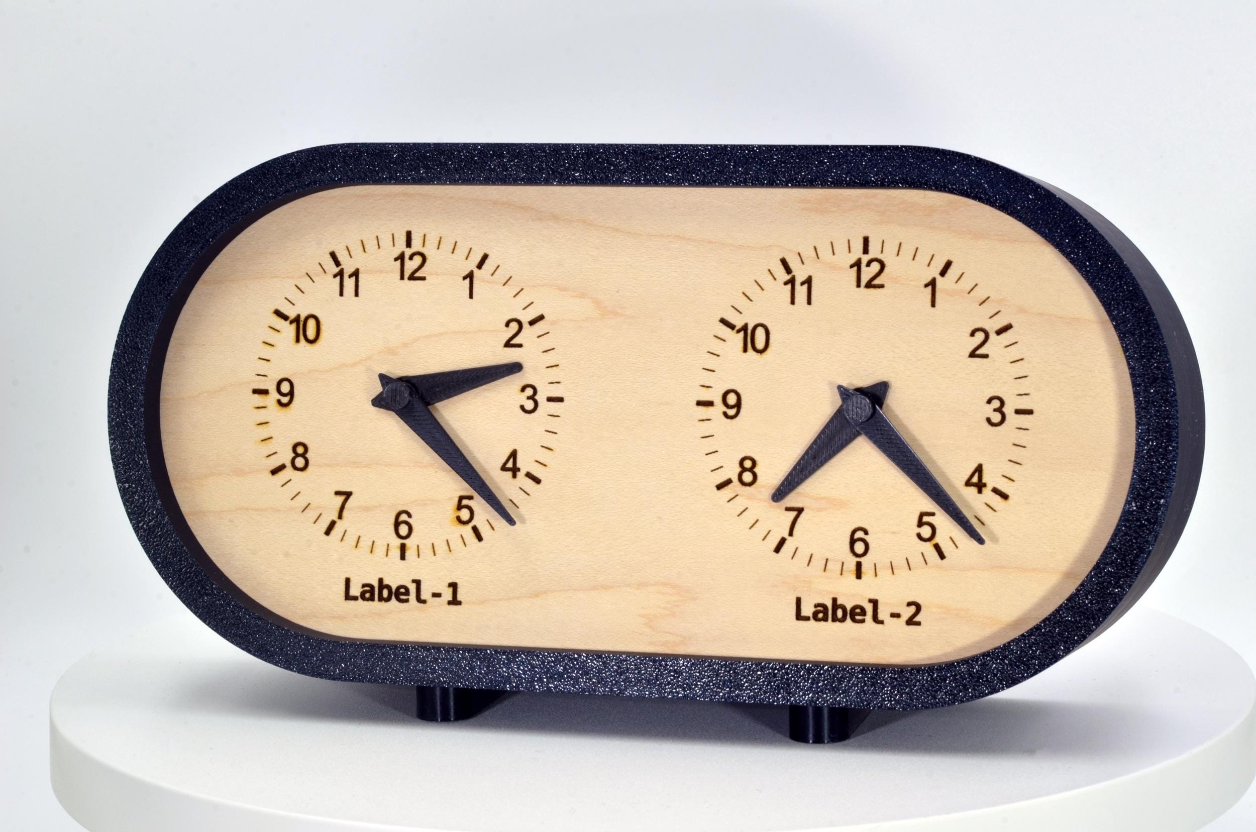 Personalized Two Time Zone Clock Custom Made World 2 Timezone Desktop Table, Minimalist Modern Desk Clock, Handmade Clock, Minimalist Design