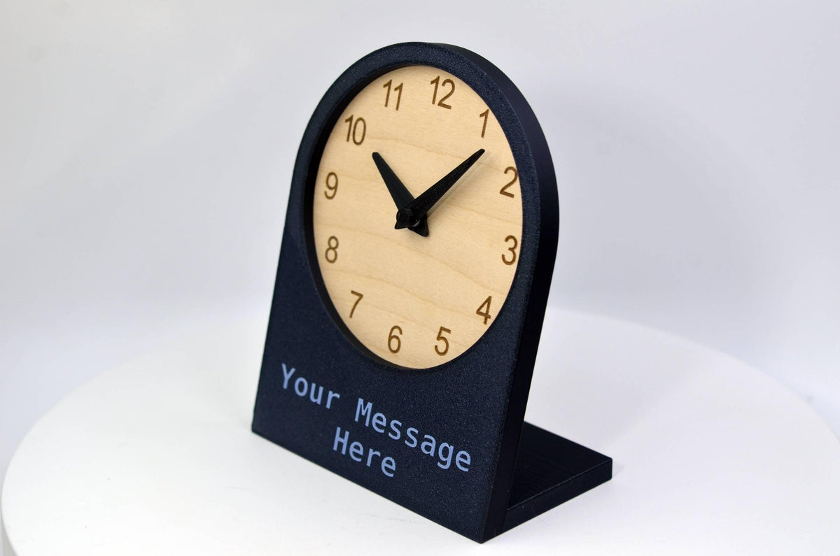 Personalized Desk Clock, Custom Text Clock, Modern Wooden Desk Clock, Silent Table Clock, Custom Name Clock, Office Desk Decor, Unique Gift