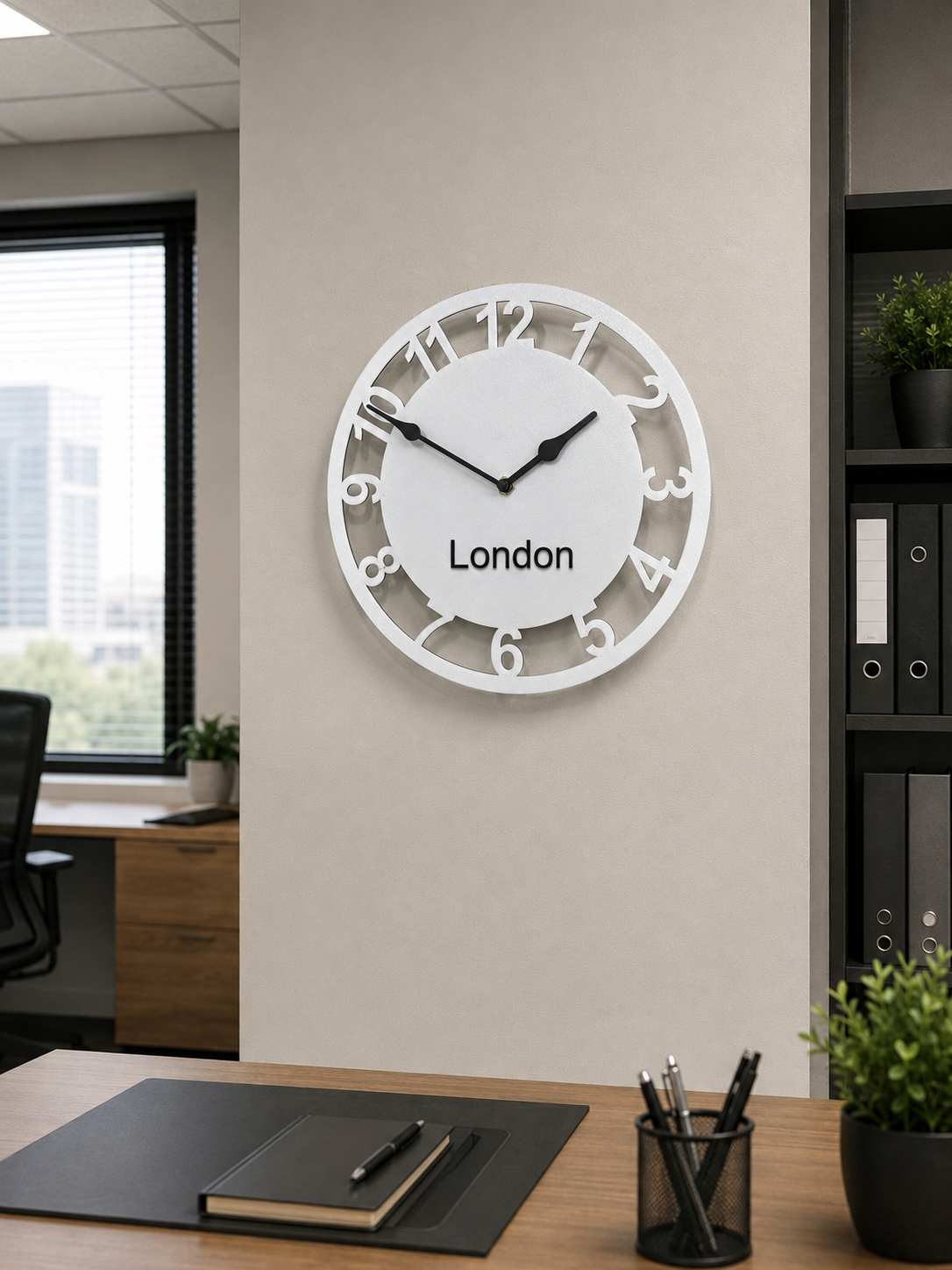 Custom Multi Time Zone Wall Clock with Open-Frame Numbers, Silent Non-Ticking, Minimalist, Modern Wall Decor, Personalized Clock Office Gift