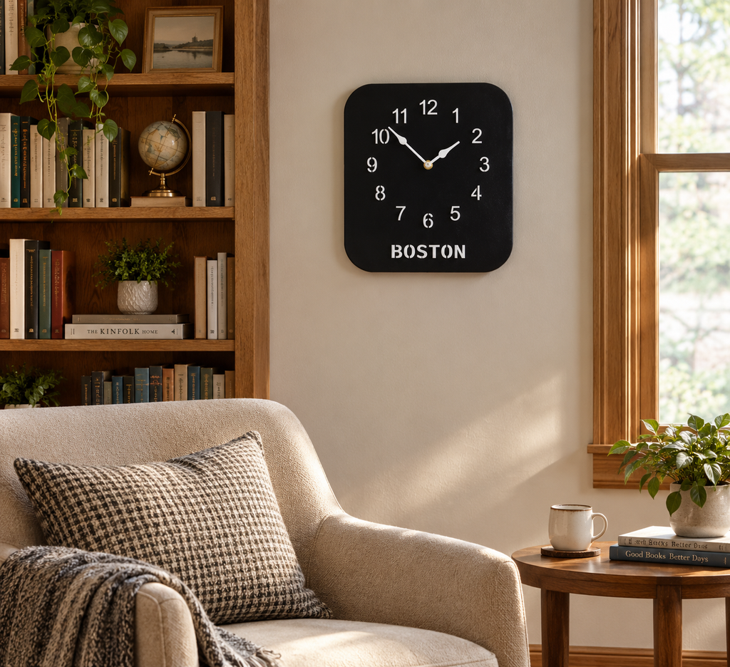Personalized Modern Wall Clock – Custom Name or Word, Black/White Acrylic Face