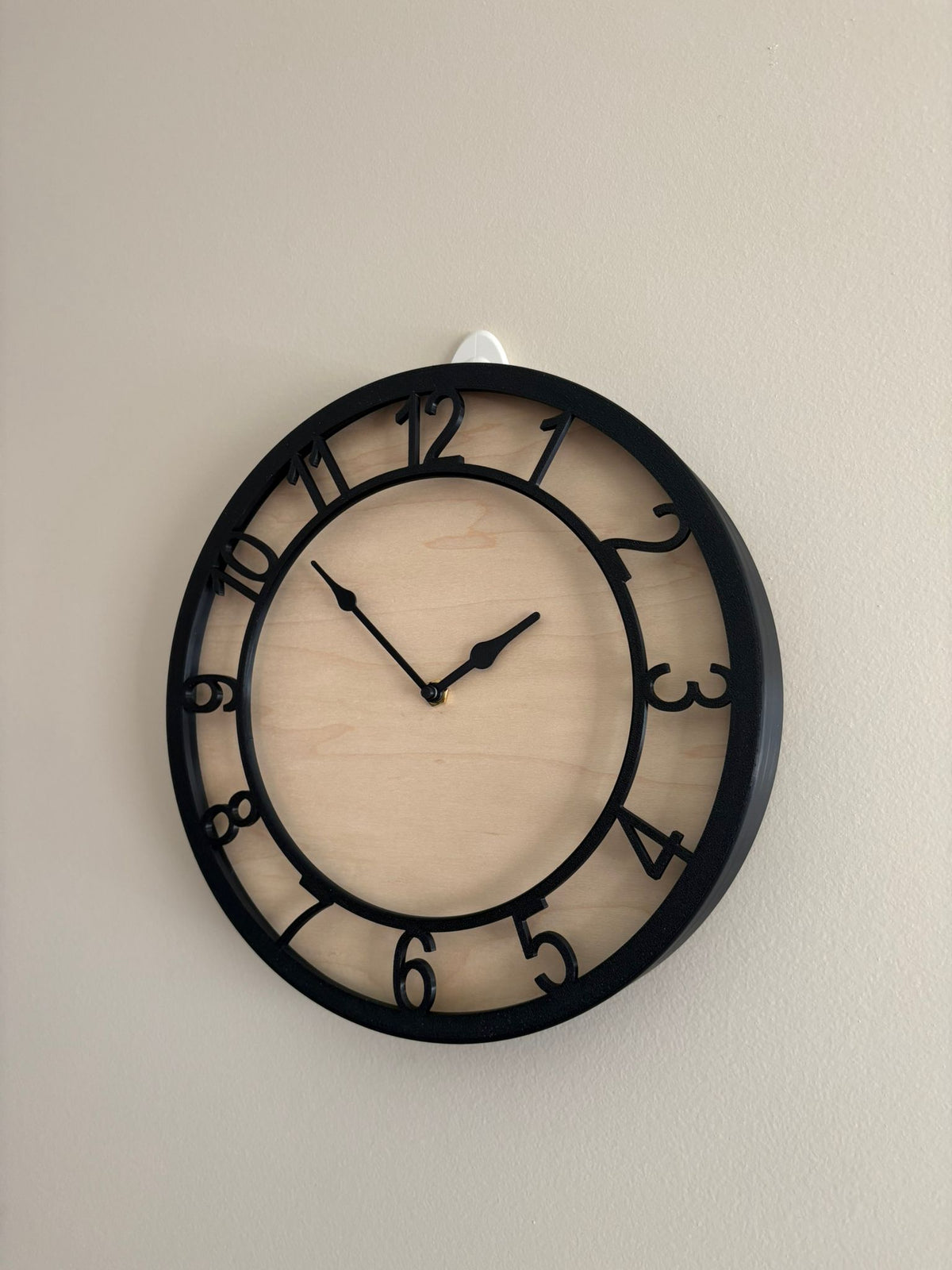 Custom Wood Wall Clock, Personalized Text Engraved, Silent Non-Ticking Minimalist Clock, See Thru Numbers, Custom Gift, size 8 to 11 Inch