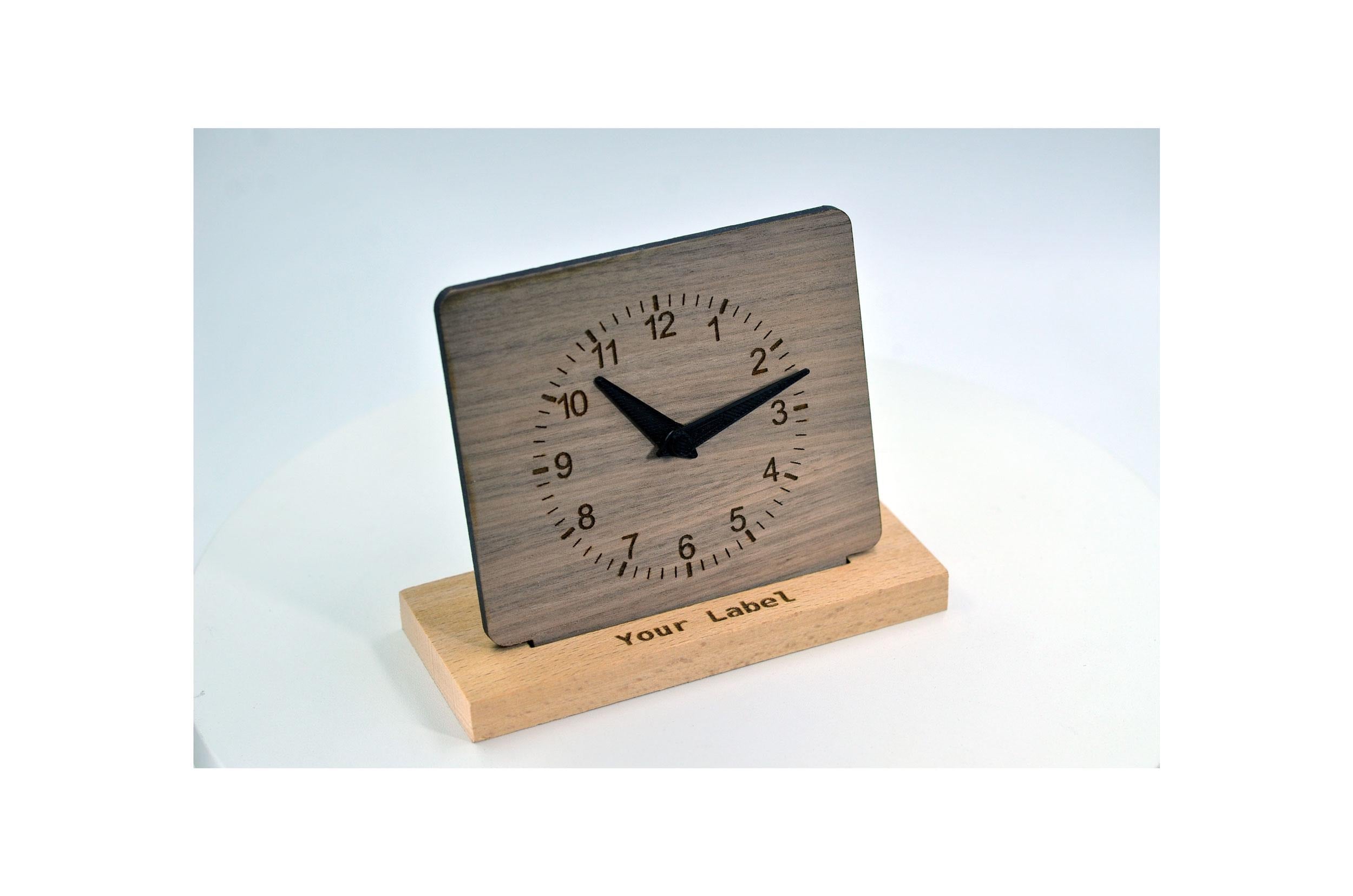 Personalized Clock Custom Made Desktop Table Silent Clock Walnut Wood