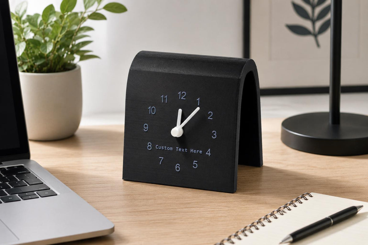Personalized Desk Clock, Custom Text Clock, Modern Silent Table Clock, Custom Name Clock, Office Desk Decor, Unique Gift, Raised Text