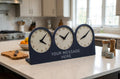 Personalized Triple Time Zone Desk Clock, Custom Text Clock, Modern Wooden Desk Clock, Silent Table Clock, Office Desk Decor, Unique Gift