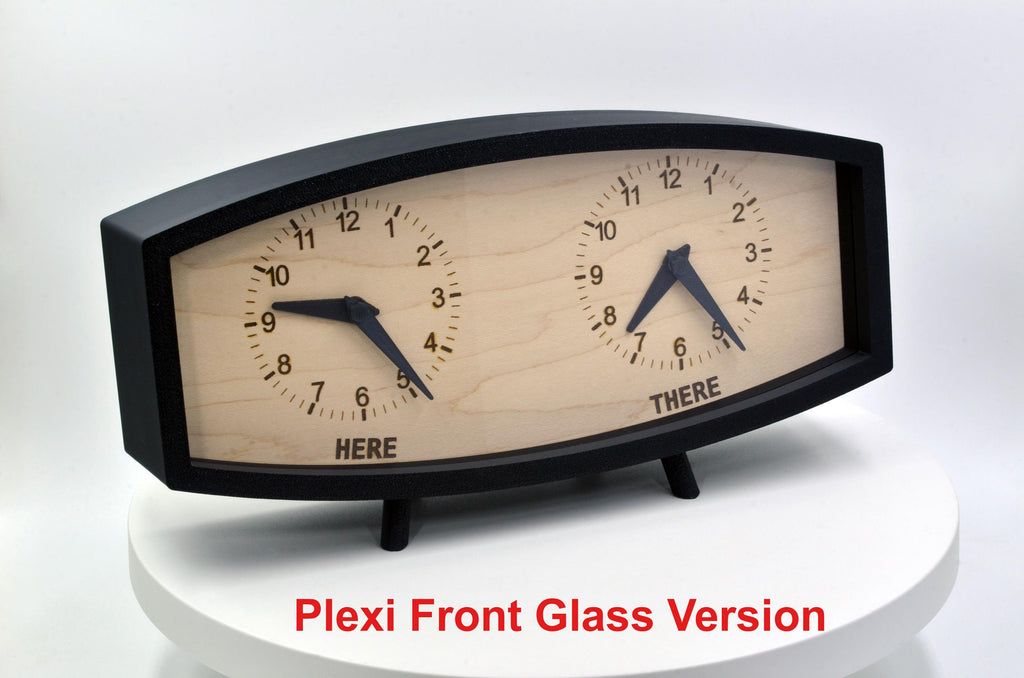 Personalized Two Time Zone Clock Custom Made World 2 Timezone Desktop Table, Mid Century Modern Desk Clock, Handmade Retro Clock, MCM Design