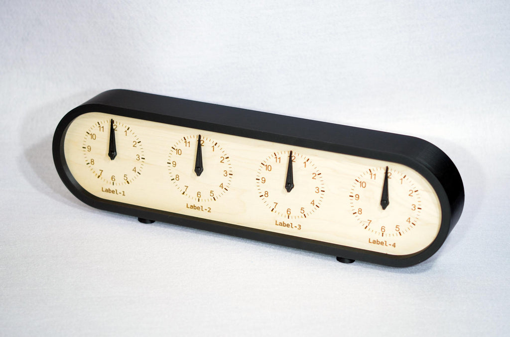 Personalized Quadruple Time Zone Clock Custom Made World 4 Timezone Desktop Table Minimalist Modern Desk Clock Handmade Plexiglass Face