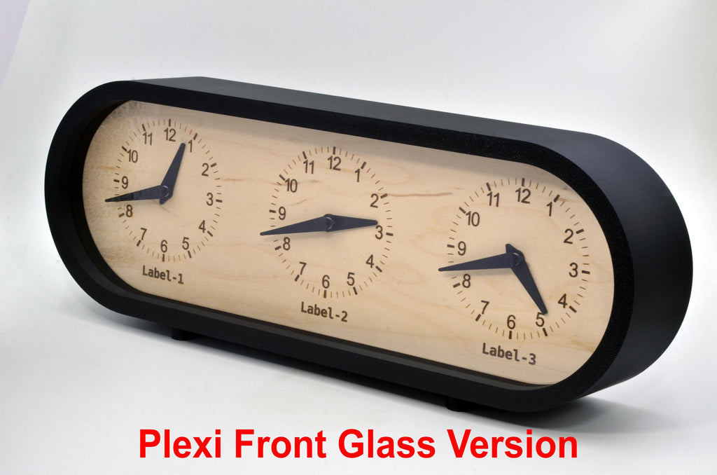 Personalized Triple Time Zone Clock Custom Made World 3 Timezone Desktop Table Minimalist Modern Desk Clock Handmade Clock Minimalist Design