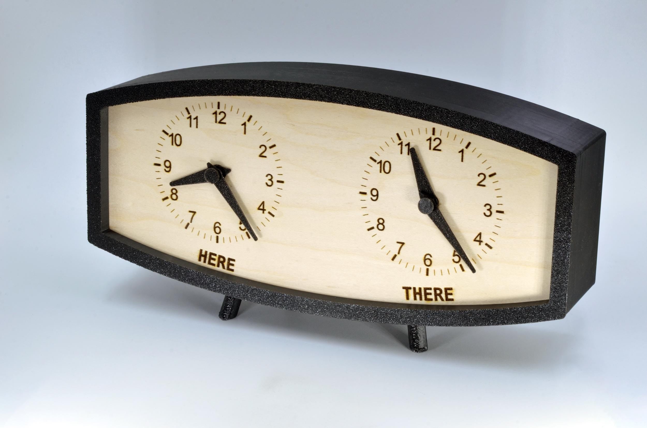Personalized Two Time Zone Clock Custom Made World 2 Timezone Desktop Table, Mid Century Modern Desk Clock, Handmade Retro Clock, MCM Design