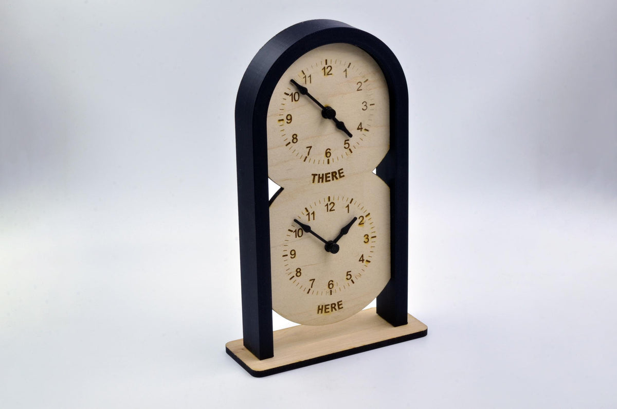 Dome-shaped handmade clock with personalized city names