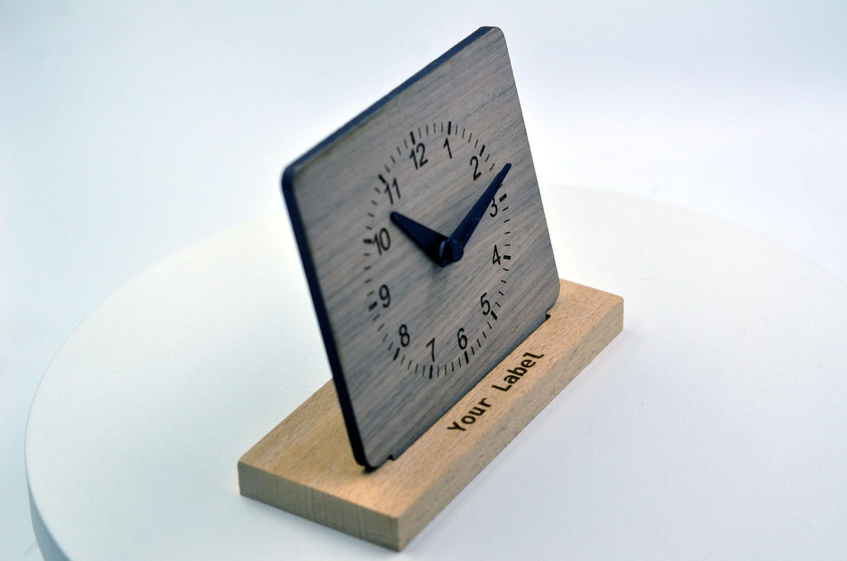 Personalized Clock Custom Made Desktop Table Silent Clock Walnut Wood