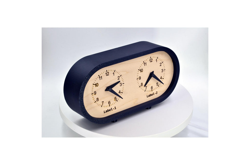 Personalized Two Time Zone Clock Custom Made World 2 Timezone Desktop Table, Minimalist Modern Desk Clock, Handmade Clock, Minimalist Design