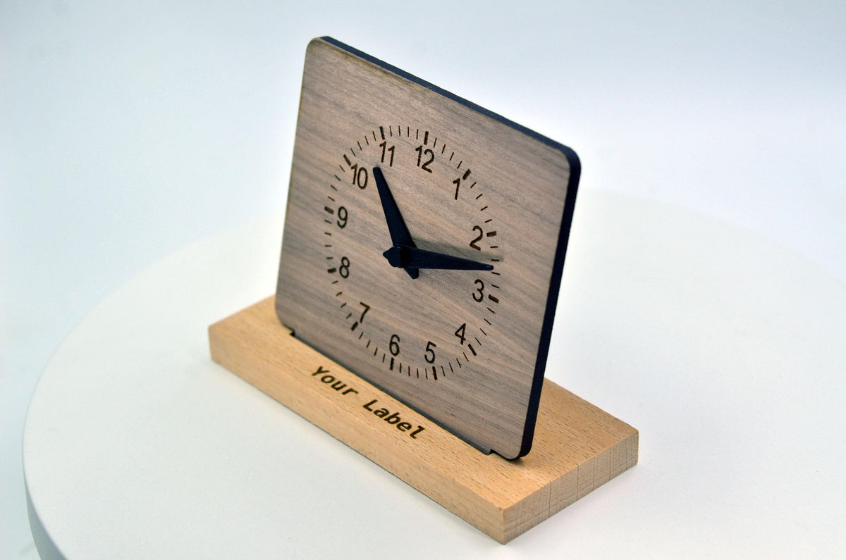 Personalized Clock Custom Made Desktop Table Silent Clock Walnut Wood