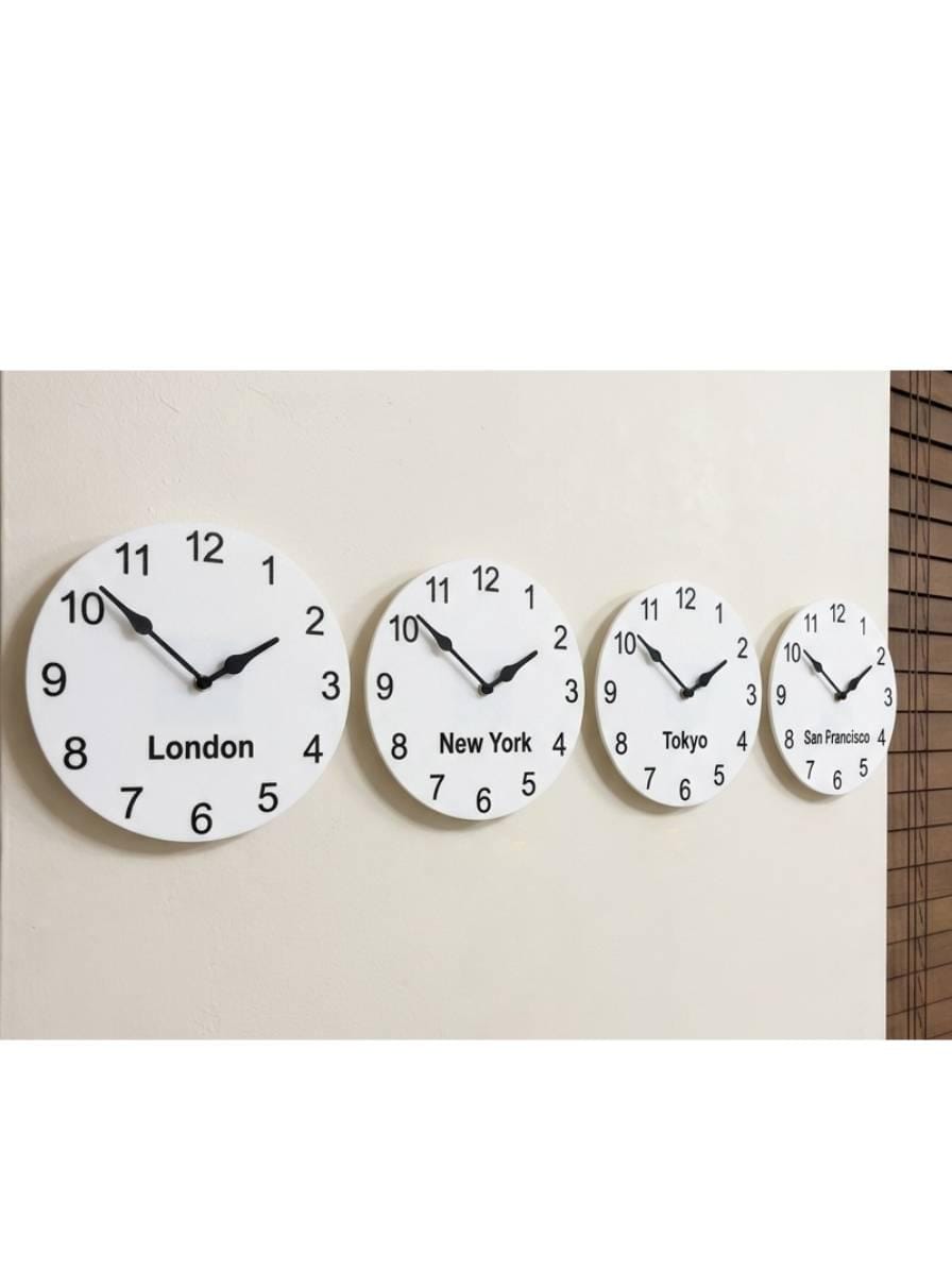 Custom Multi Time Zone Wall Clock, Silent Non-Ticking Clock, Minimalist Modern Wall Decor, Personalized City Time Clock, Office Gift