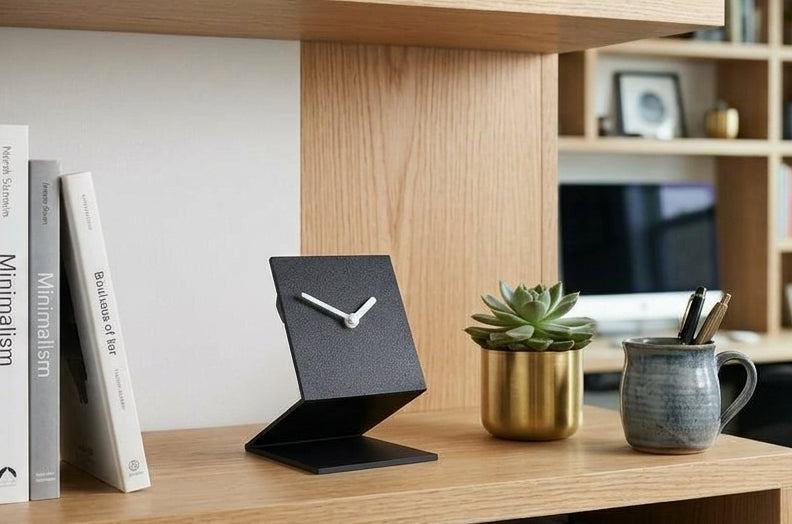 Z-Shaped Modern Minimalist Desk Clock – Geometric Angular Tabletop Decor