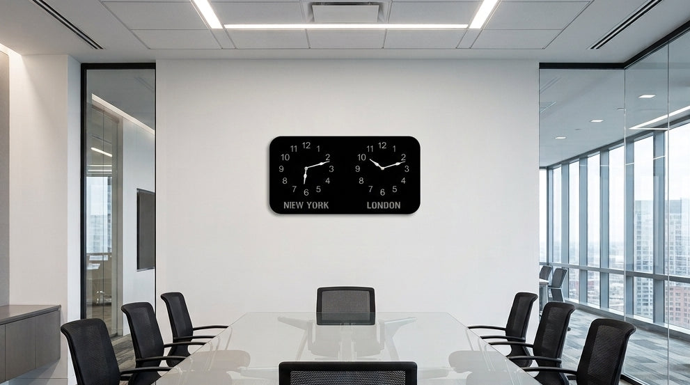 Personalized Two Time Zone Acrylic Clock – Custom City Clock