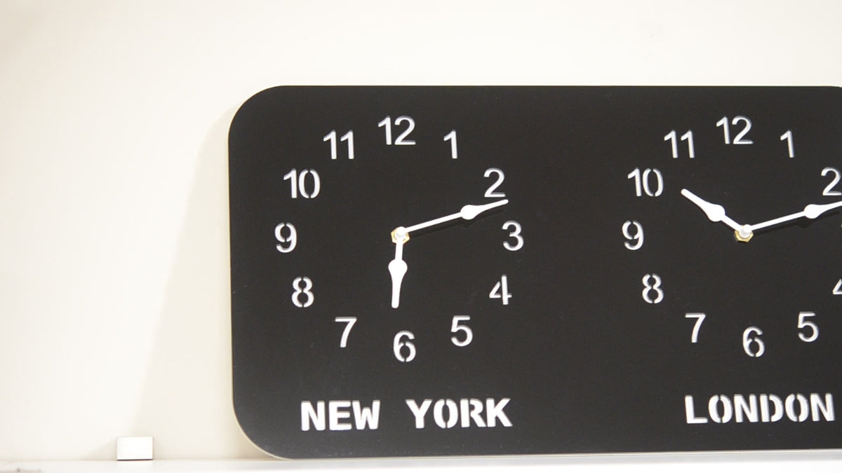 Personalized Two Time Zone Acrylic Clock – Custom City Clock
